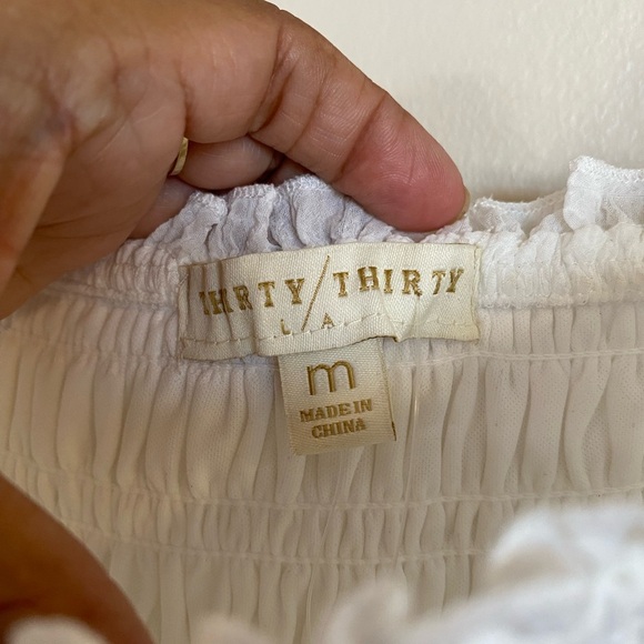 Women’s White Tiered Puff Sleeve midi Dress size medium - Picture 3 of 8